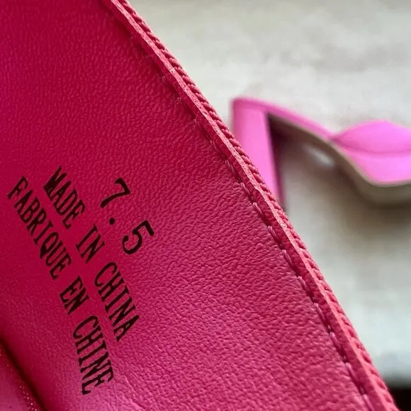 Jeffrey Campbell Ninety Platform Mule Sandal Pink Failke Cloth Women 7.5 Barbie