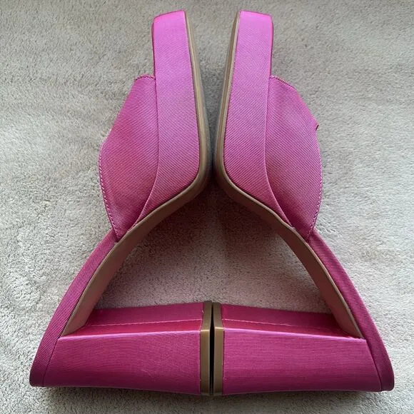 Jeffrey Campbell Ninety Platform Mule Sandal Pink Failke Cloth Women 7.5 Barbie
