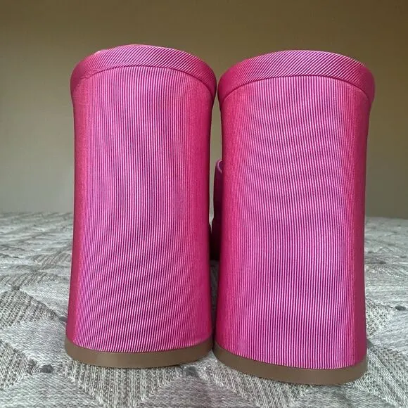 Jeffrey Campbell Ninety Platform Mule Sandal Pink Failke Cloth Women 7.5 Barbie