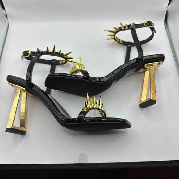 Jeffrey Campbell Sharpen-Up Ankle Strap Spike Sandal Black Size 7.5 NWOB