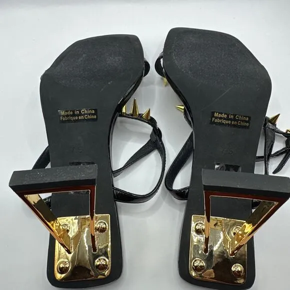 Jeffrey Campbell Sharpen-Up Ankle Strap Spike Sandal Black Size 7.5 NWOB