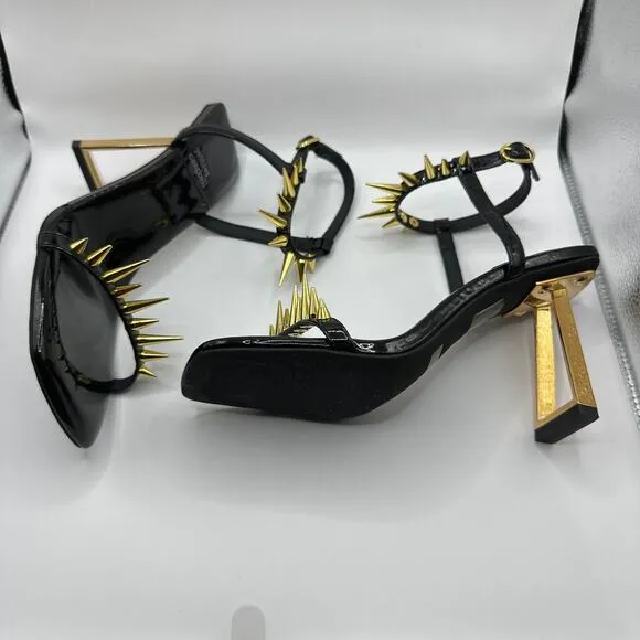 Jeffrey Campbell Sharpen-Up Ankle Strap Spike Sandal Black Size 7.5 NWOB
