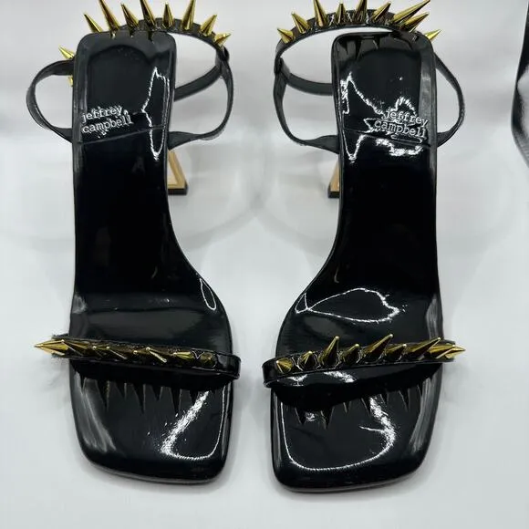 Jeffrey Campbell Sharpen-Up Ankle Strap Spike Sandal Black Size 7.5 NWOB