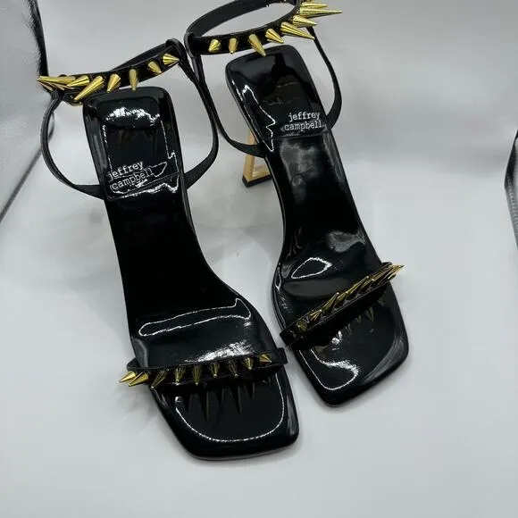 Jeffrey Campbell Sharpen-Up Ankle Strap Spike Sandal Black Size 7.5 NWOB