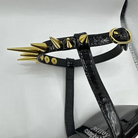 Jeffrey Campbell Sharpen-Up Ankle Strap Spike Sandal Black Size 7.5 NWOB