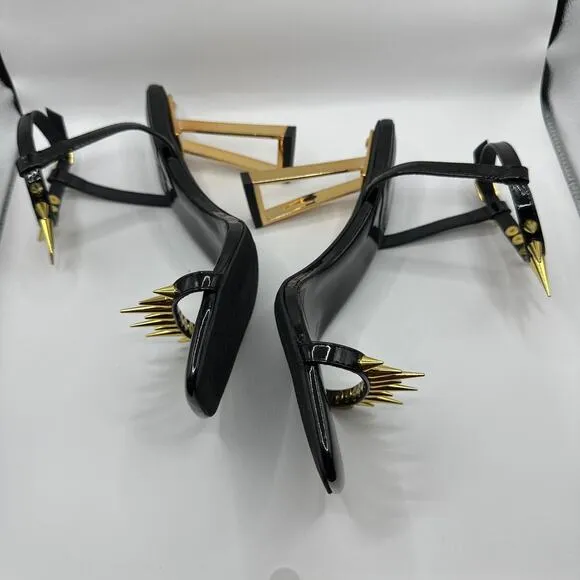 Jeffrey Campbell Sharpen-Up Ankle Strap Spike Sandal Black Size 7.5 NWOB
