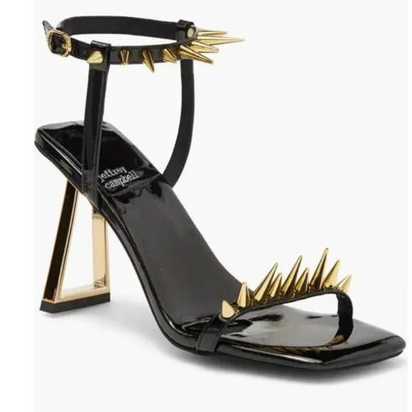 Jeffrey Campbell Sharpen-Up Ankle Strap Spike Sandal Black Size 7.5 NWOB