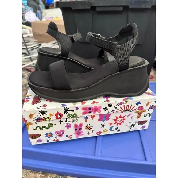 Jeffrey Campbell Women's Black Adjustable Straps Platform Sandals Size 10