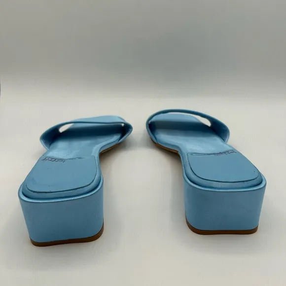 Jeffrey Campbell Women's Low Key Slip On Kitten Heels Sandals Blue Satin 8.5