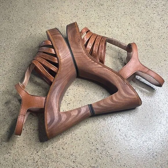Jeffrey Campbell Free People Wood Platform Leather Sandals 9.5