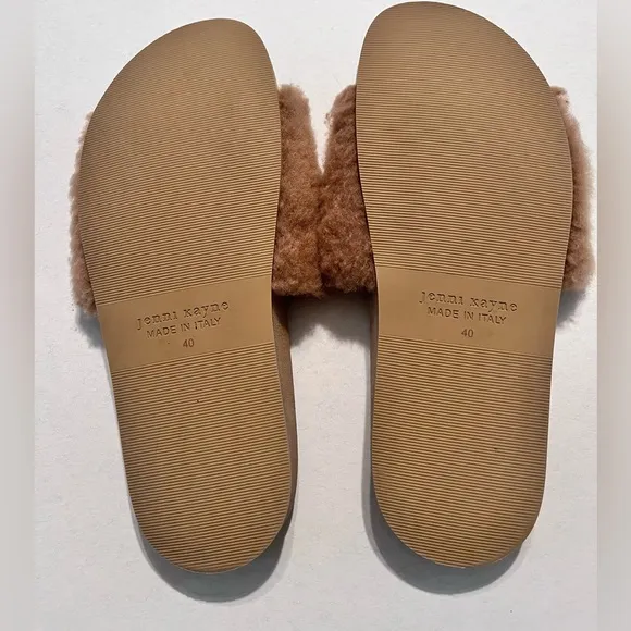 Jenni Kayne Natural Shearling Slide Sandals - Luxury Footwear Euro 40 US 9.5