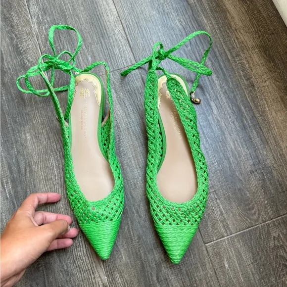 Jennifer Sumko Newport Woven Lace-Up Dress Flats 9.5