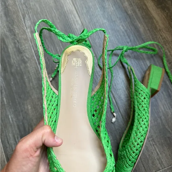 Jennifer Sumko Newport Woven Lace-Up Dress Flats 9.5