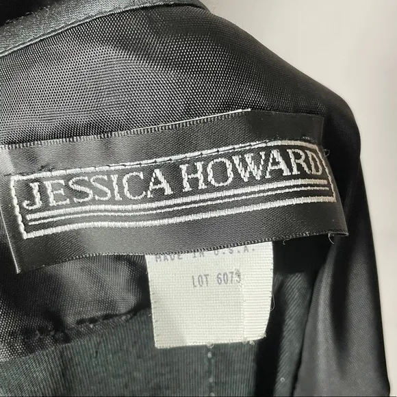 Jessica Howard vintage 90’s retro high neck slinky embellished rhinestone dress