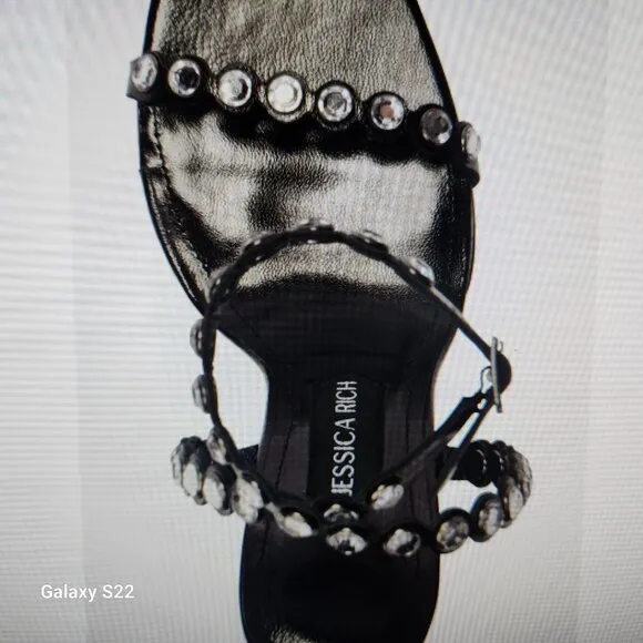 Jessica Rich Leather DIAMOND WEDGE Sandals. 90 MM | Black. NIB. Size 41/US 11