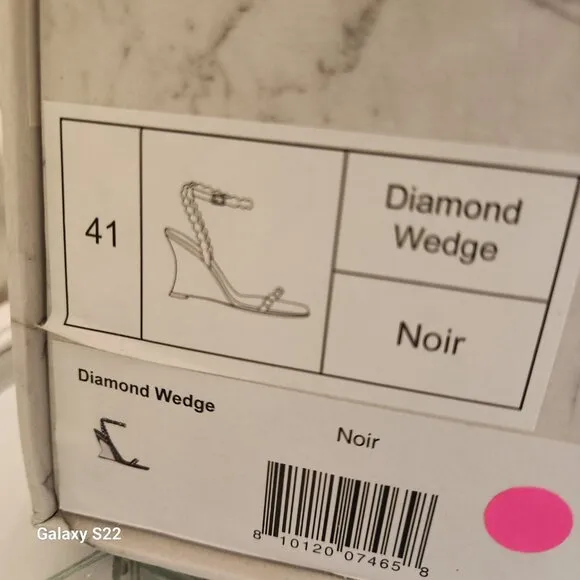 Jessica Rich Leather DIAMOND WEDGE Sandals. 90 MM | Black. NIB. Size 41/US 11