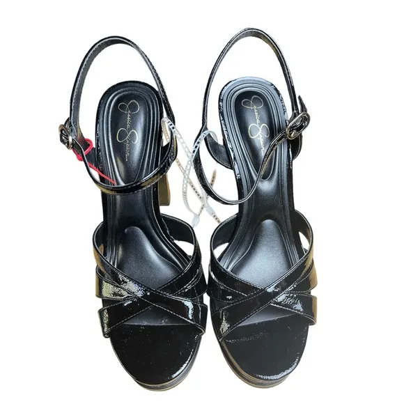 Jessica Simpson Black Patent GIDDINGS Platform Sandal Size