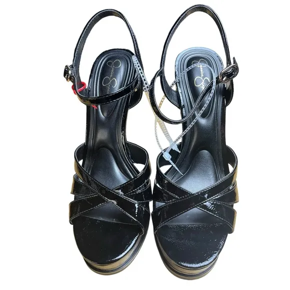 Jessica Simpson Black Patent GIDDINGS Platform Sandal Size