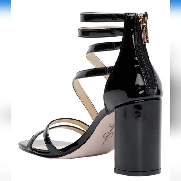 Jessica Simpson Sardona Block Heel Sandals - Black Patent, Size 7.5