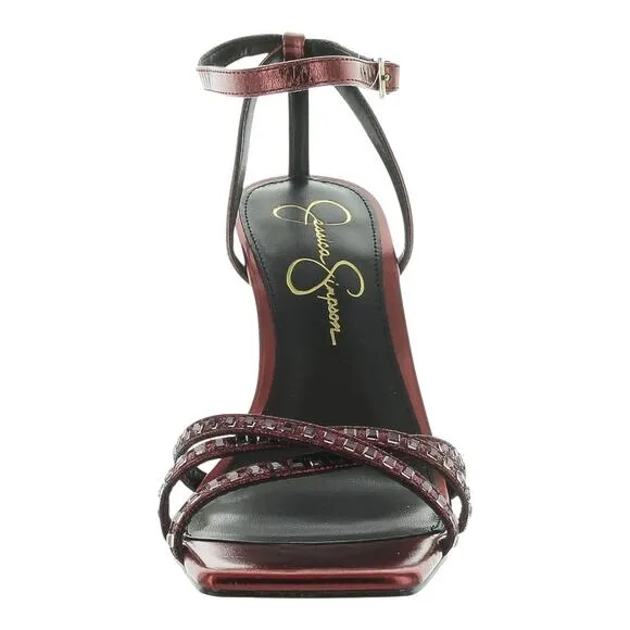Jessica Simpson Women's Leonah Strappy Embellished Dress Sandals Red Size 5 1/2