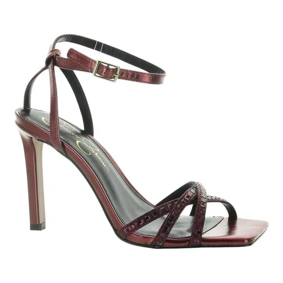 Jessica Simpson Women's Leonah Strappy Embellished Dress Sandals Red Size 5 1/2