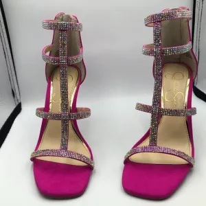 Jessica Simpson Women's Oliana Embellished Heeled Caged Sandal Pink New 6.5