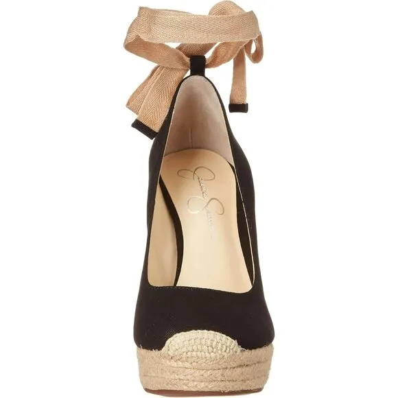 Jessica Simpson Women's Zexie Espadrille Wedge Heels Sandals Black Size 9.5M