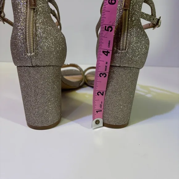 Jewel Badgley Mischka - Gold Block Heel Strappy Sandals