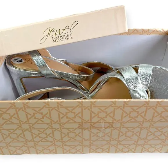 Jewel Badgley Mischka Rhonda Satin Knotted Stiletto Heels Sandals Size 10 NEW