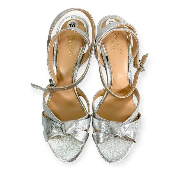 Jewel Badgley Mischka Rhonda Satin Knotted Stiletto Heels Sandals Size 10 NEW