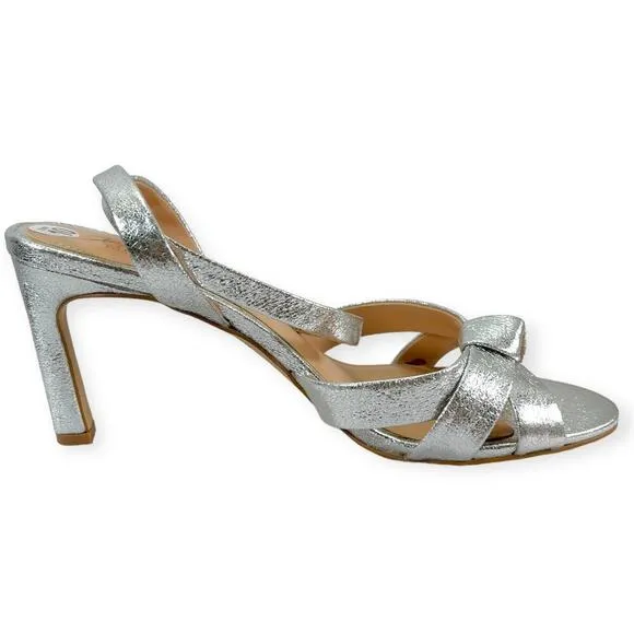 Jewel Badgley Mischka Rhonda Satin Knotted Stiletto Heels Sandals Size 10 NEW