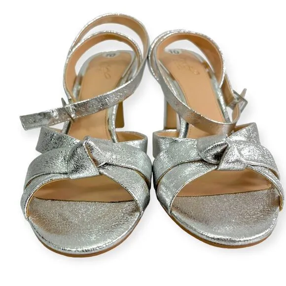 Jewel Badgley Mischka Rhonda Satin Knotted Stiletto Heels Sandals Size 10 NEW