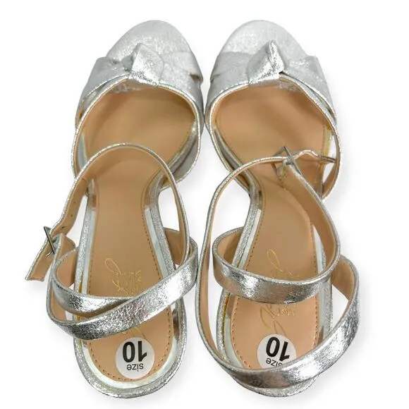 Jewel Badgley Mischka Rhonda Satin Knotted Stiletto Heels Sandals Size 10 NEW