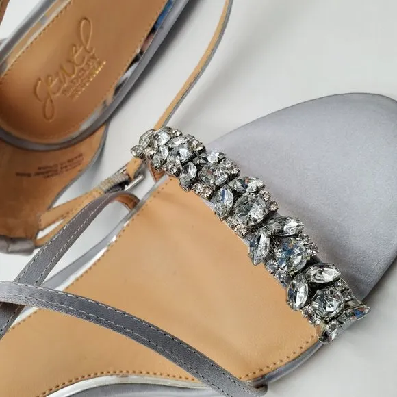 Jewel Badgley Mischka Satin Embellished Wedge Heels - NWOT