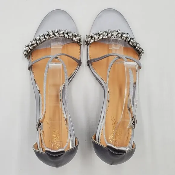 Jewel Badgley Mischka Satin Embellished Wedge Heels - NWOT