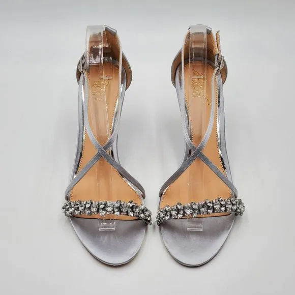 Jewel Badgley Mischka Satin Embellished Wedge Heels - NWOT