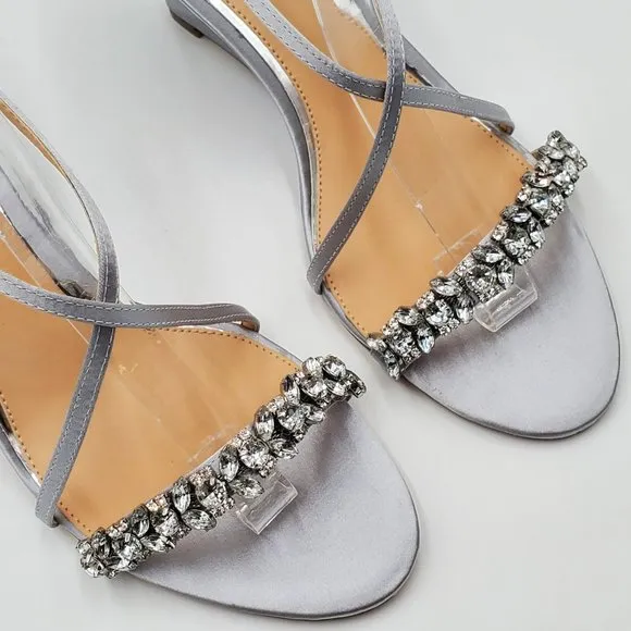 Jewel Badgley Mischka Satin Embellished Wedge Heels - NWOT