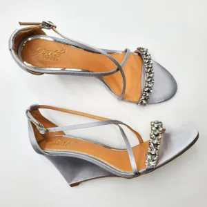 Jewel Badgley Mischka Satin Embellished Wedge Heels - NWOT