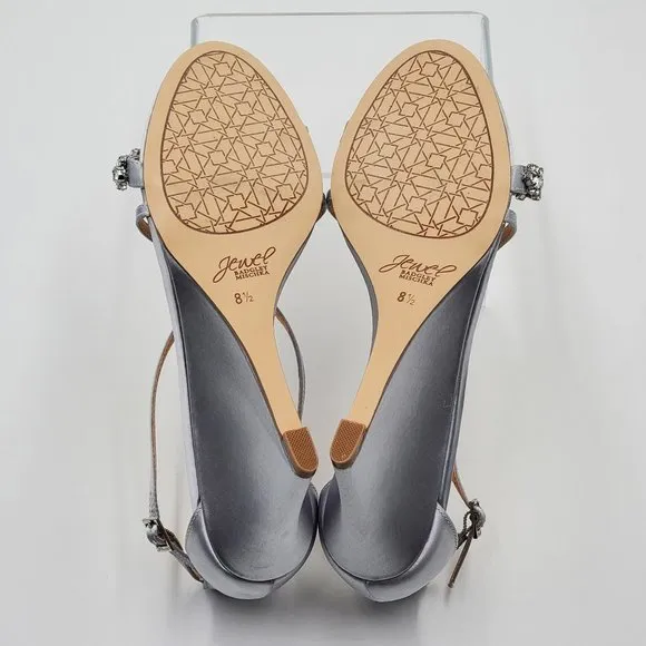 Jewel Badgley Mischka Satin Embellished Wedge Heels - NWOT