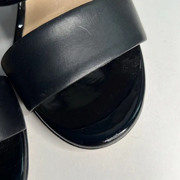 Jimmy Choo  Black Patton Leather Wedge Sandals  Women’s size 5.5