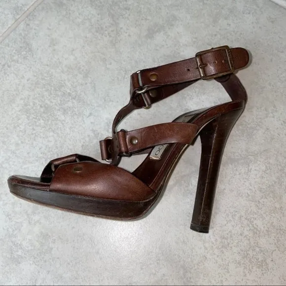 Jimmy Choo Brown Ankle Strap Pump Sandals