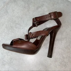 Jimmy Choo Brown Ankle Strap Pump Sandals