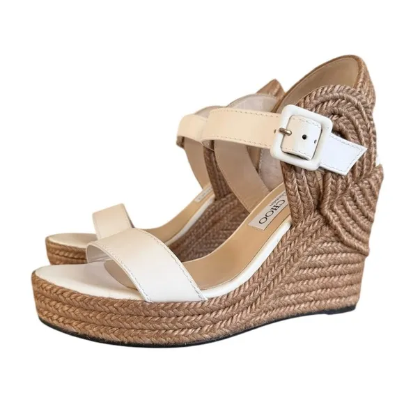 Jimmy Choo Delphi 100 Espadrille Wedge Sandals