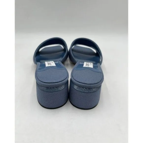 Jimmy Choo Ellison 45 Block Heel Mules $795 - EU 41/US 10 - Blue Denim
