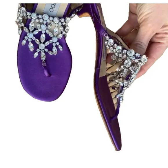 Jimmy Choo embellished mules kitten heels sandals rhinestone size 37 6 6.5 7