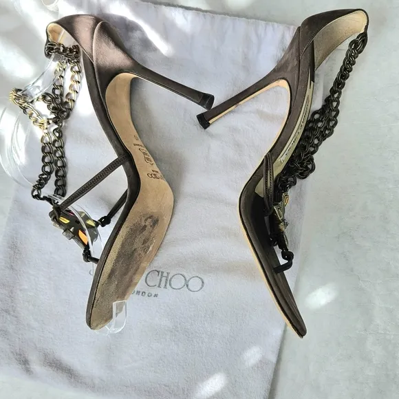 Jimmy Choo Emmy brown suede sandal heels dust bag