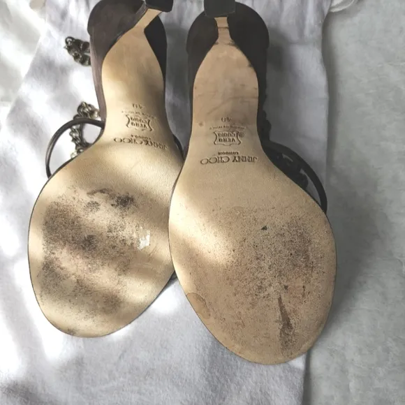 Jimmy Choo Emmy brown suede sandal heels dust bag