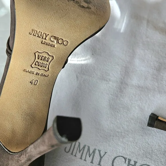 Jimmy Choo Emmy brown suede sandal heels dust bag