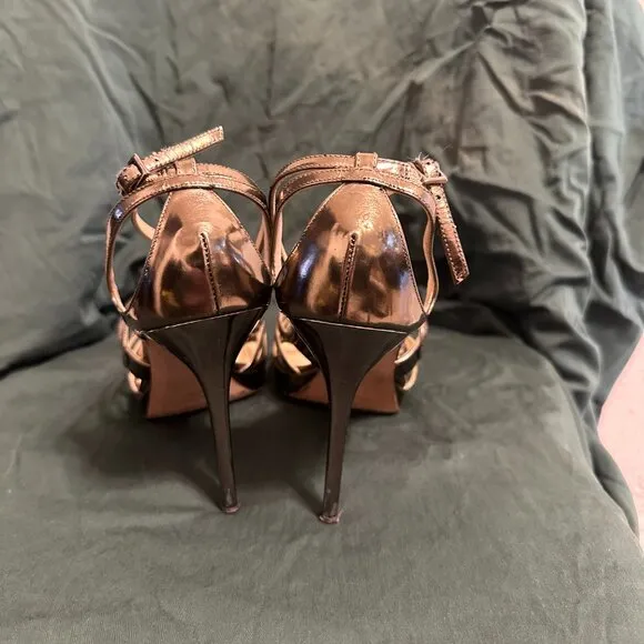 Jimmy Choo Gold Patent Leather Sandals Heels size 39IT (9US)