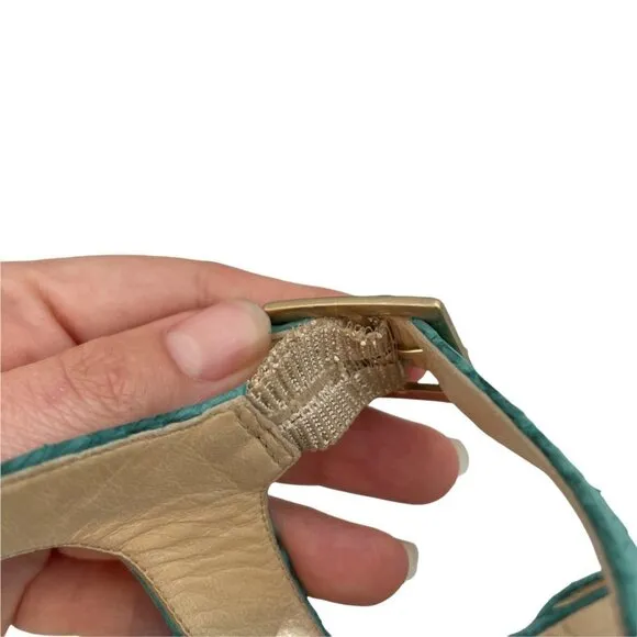 Jimmy Choo Linda Leather Green Python Snake Platform Sandals Ankle Strap 38 (8)